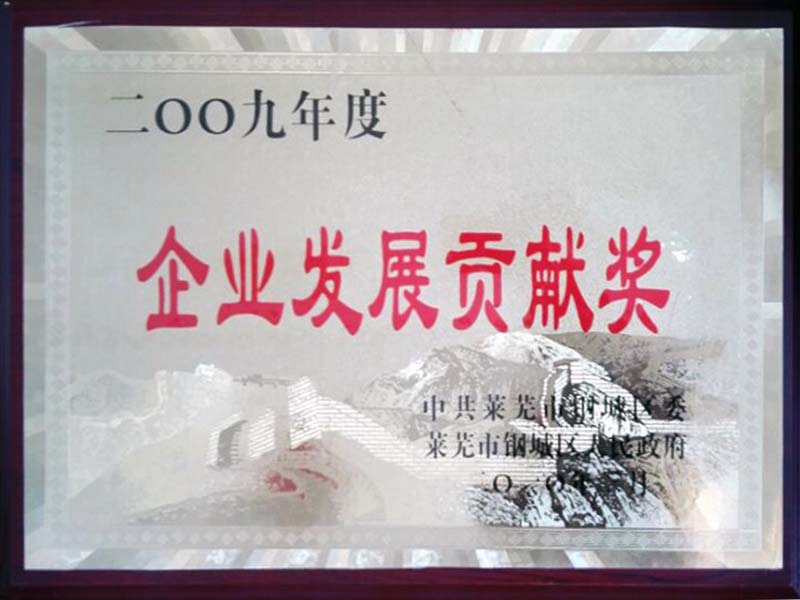 Award of enterprise contribution of Gangcheng district in 2009